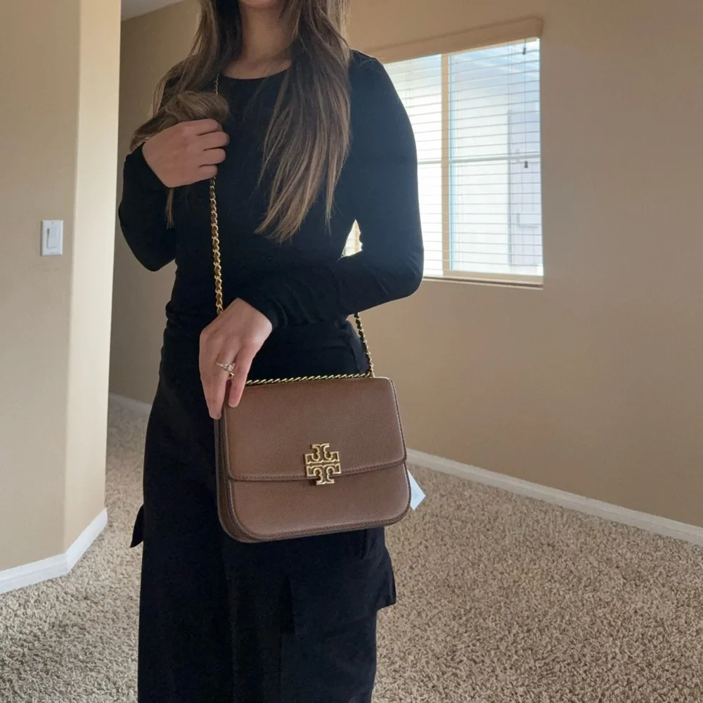 NWT Tory Burch Britten Small Adjustable Shoulder Bag 140987 Moose $575
